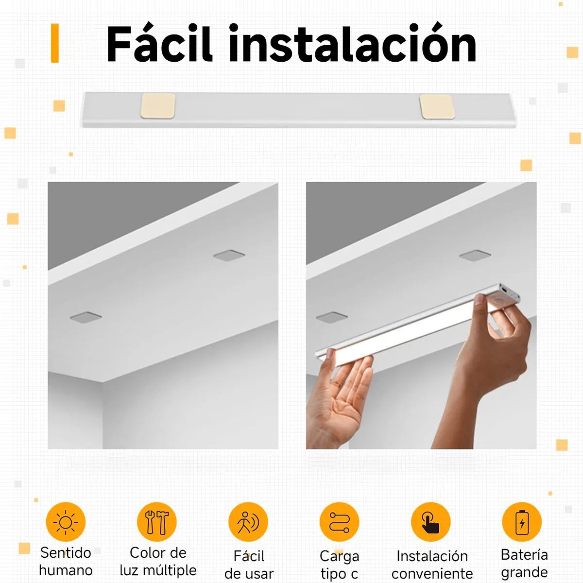 Barra Luz Led Con Sensor Movimiento 40cm